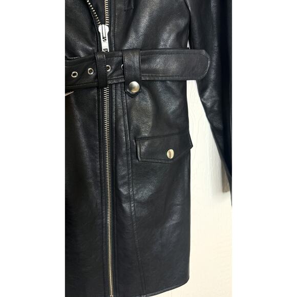 NBD REVOLVE 'Allegra' Black Faux Leather Long Sleeve Mini Dress US LARGE - Picture 8 of 10